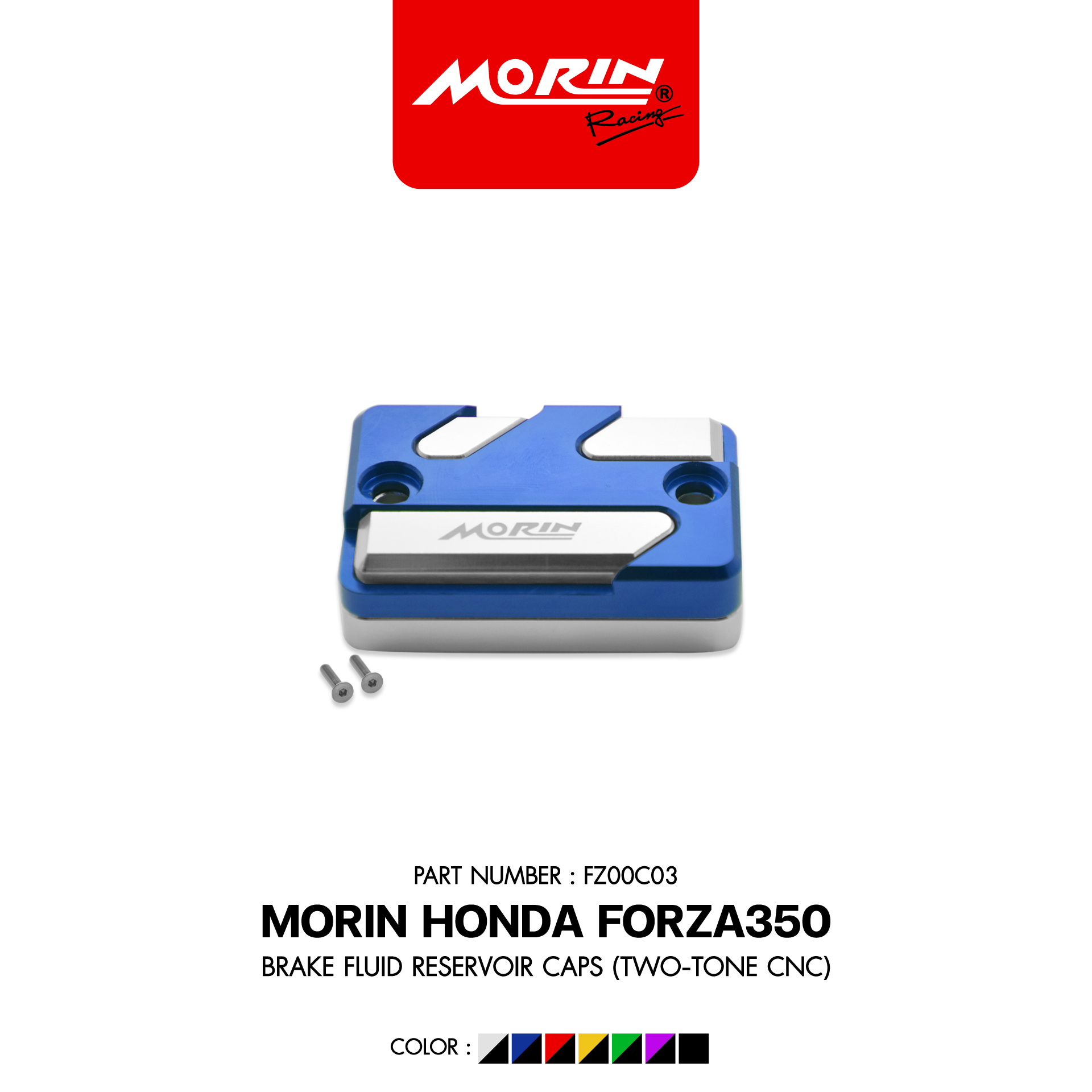 FZ00C03-MORIN-FORZA-300,350-ฝาปิดน้ำมันดิส-CNC-สองชิ้น-Blue-W MORIN FORZA 300,350 ฝาปิดน้ำมันดิส CNC สองชิ้น - Image 1