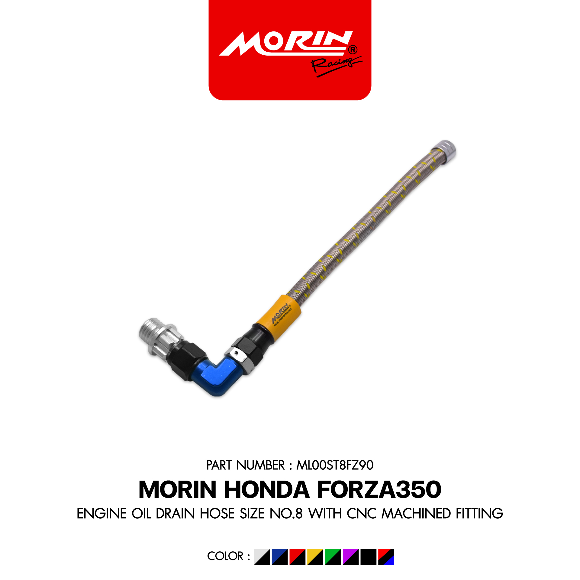 ML00ST8FZ90-MORIN-FORZA-300,350-Oil Drain Plug-Size 8-+-CNC Machined Head-Blue-W MORIN FORZA 300, 350 Oil Drain Plug, Size 8 + CNC Machined End Cap. - Image 1