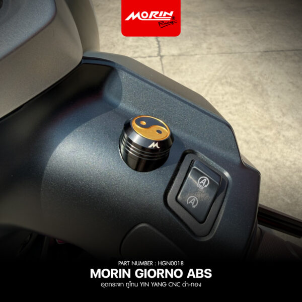 MORIN GIORNO ABS อุดกระจก ทูโทน YinYang CNC ดำ-ทอง (2ชิ้น/ชุด) - Image 2