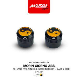 MORIN GIORNO ABS อุดกระจก ทูโทน YinYang CNC ดำ-ทอง (2ชิ้น/ชุด)