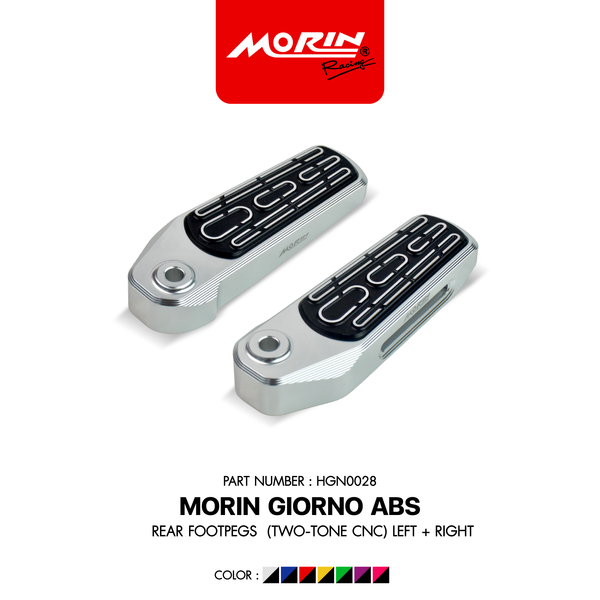 HGN0028-Silver-W MORIN GIORNO ABS พักเท้าหลัง ทูโทน 2 สี CNC (R+L) - Image 1